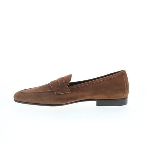 Zelli Italia Tasca Goat Suede Mens Brown Loafers & Slip Ons Penny Shoes