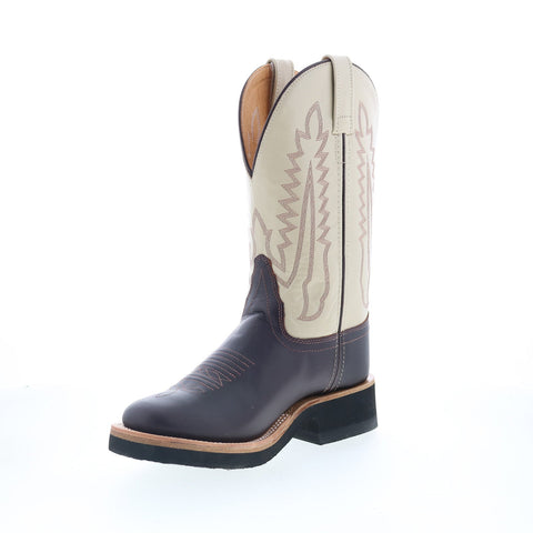 Jama Old West 1642L Womens Brown Leather Slip On Cowboy Western Boots