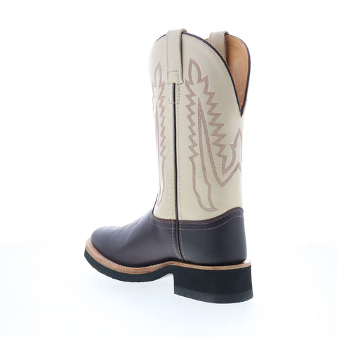 Jama Old West 1642L Womens Brown Leather Slip On Cowboy Western Boots