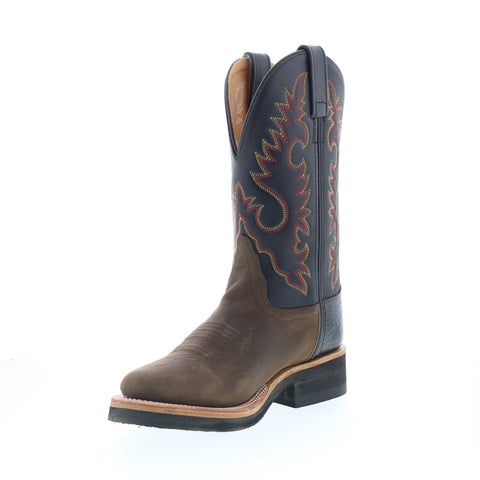 Jama Old West 1643L Womens Brown Leather Slip On Cowboy Western Boots