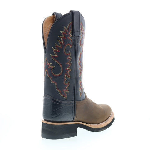 Jama Old West 1643L Womens Brown Leather Slip On Cowboy Western Boots