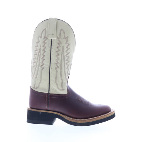 Jama Old West 1654L Womens Burgundy Leather Slip On Cowboy Western Boots
