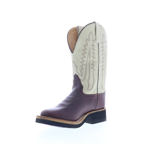 Jama Old West 1654L Womens Burgundy Leather Slip On Cowboy Western Boots