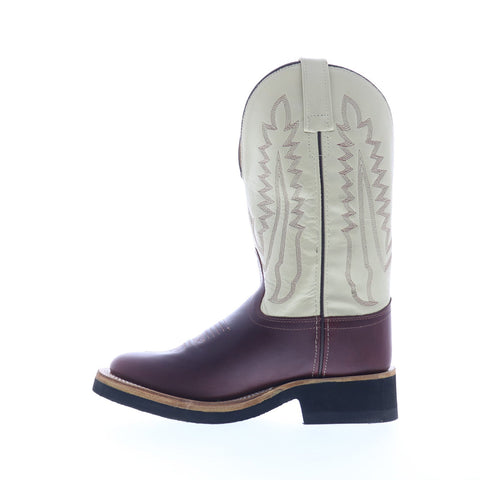 Jama Old West 1654L Womens Burgundy Leather Slip On Cowboy Western Boots