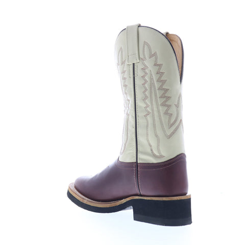 Jama Old West 1654L Womens Burgundy Leather Slip On Cowboy Western Boots