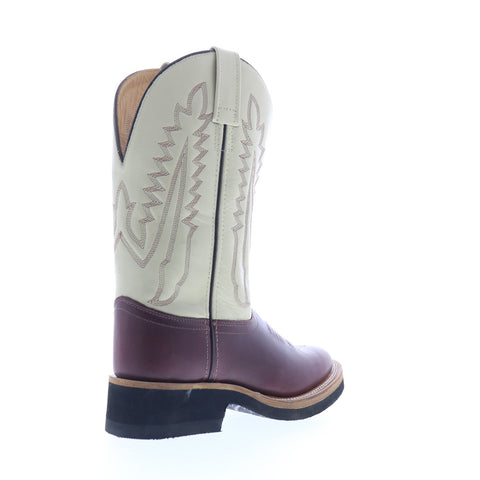 Jama Old West 1654L Womens Burgundy Leather Slip On Cowboy Western Boots