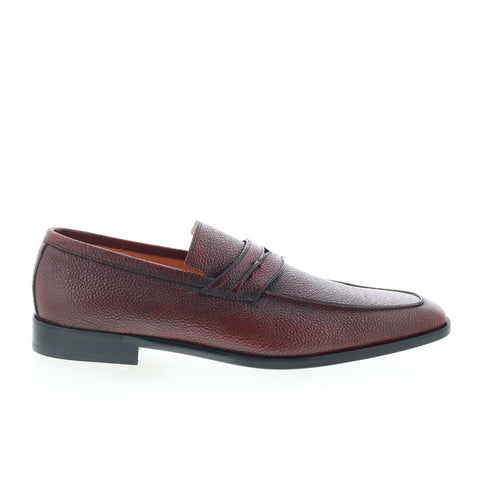 Zelli Italia Meo Pebble Grain Loafer Mens Burgundy Loafers Penny Shoes