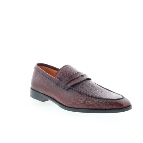 Zelli Italia Meo Pebble Grain Loafer Mens Burgundy Loafers Penny Shoes