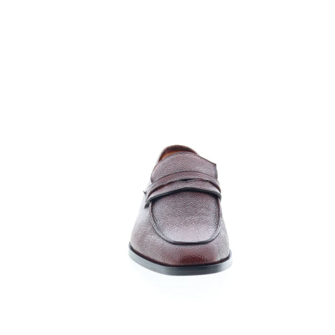 Zelli Italia Meo Pebble Grain Loafer Mens Burgundy Loafers Penny Shoes