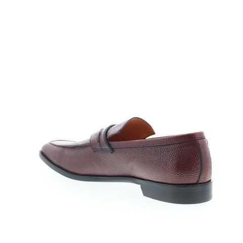 Zelli Italia Meo Pebble Grain Loafer Mens Burgundy Loafers Penny Shoes