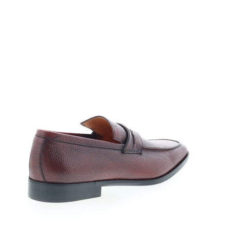 Zelli Italia Meo Pebble Grain Loafer Mens Burgundy Loafers Penny Shoes