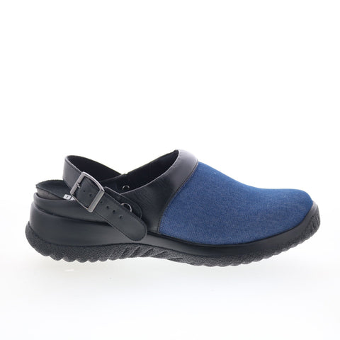 Drew Savannah 17100-1K Womens Blue Canvas Slip On Slides Sandals Shoes