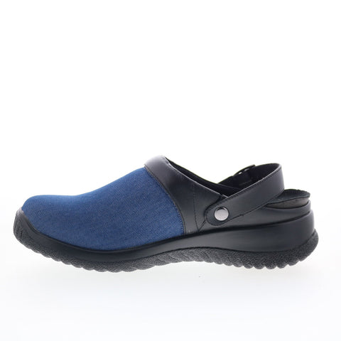 Drew Savannah 17100-1K Womens Blue Canvas Slip On Slides Sandals Shoes