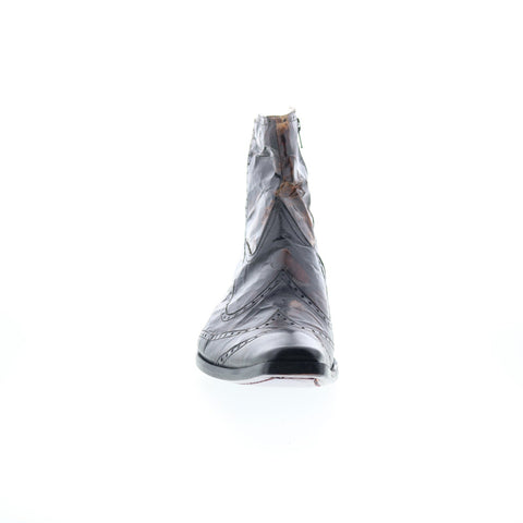 Astton Att1 1724 Mens Brown Leather Zipper Casual Dress Boots