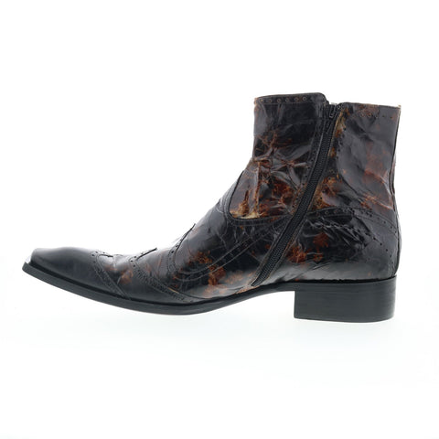 Astton Att1 1724 Mens Brown Leather Zipper Casual Dress Boots