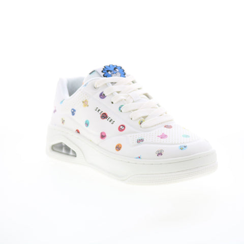 Skechers Uno Court Vexx Multi Moji Womens White Lifestyle Sneakers Shoes