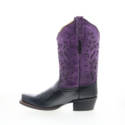 Jama Old West 18001 Womens Black Leather Slip On Cowboy Western Boots