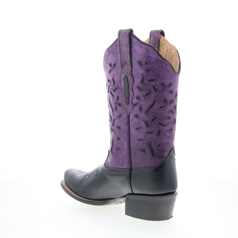 Jama Old West 18001 Womens Black Leather Slip On Cowboy Western Boots