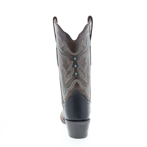 Jama Old West 18008 Womens Black Leather Slip On Cowboy Western Boots