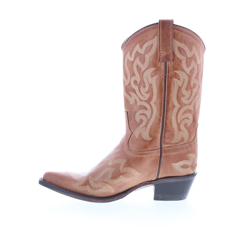 Jama Old West 18054 Womens Brown Leather Slip On Cowboy Western Boots
