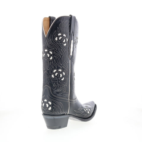 Jama Old West 18058 Womens Black Leather Slip On Cowboy Western Boots