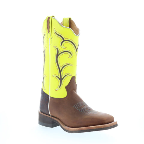 Jama Old West 18114 Womens Brown Leather Slip On Cowboy Western Boots