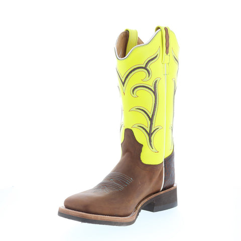 Jama Old West 18114 Womens Brown Leather Slip On Cowboy Western Boots