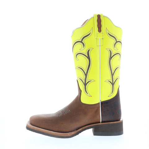 Jama Old West 18114 Womens Brown Leather Slip On Cowboy Western Boots