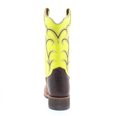 Jama Old West 18114 Womens Brown Leather Slip On Cowboy Western Boots