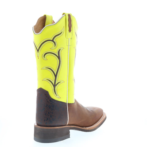 Jama Old West 18114 Womens Brown Leather Slip On Cowboy Western Boots