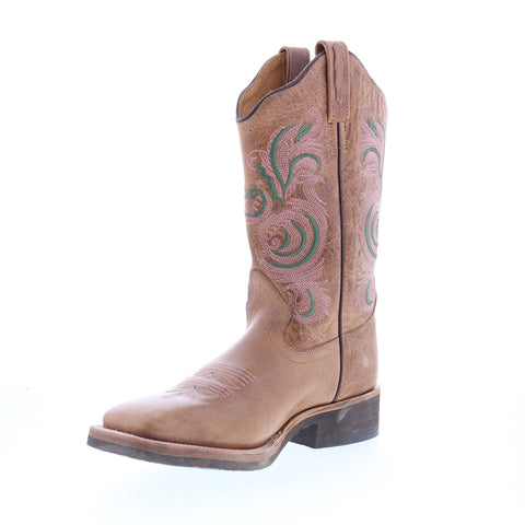 Jama Old West 18115 Womens Brown Leather Slip On Cowboy Western Boots