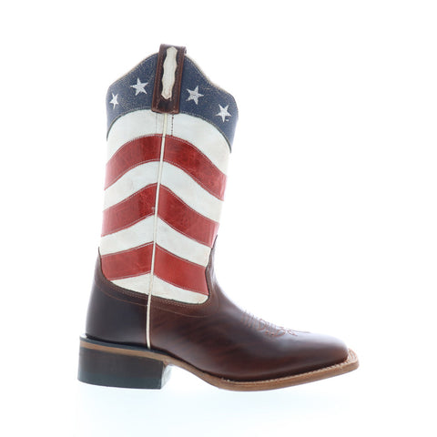 Jama Old West 18116 Womens Brown Leather Slip On Cowboy Western Boots