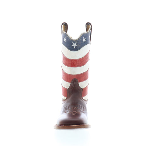 Jama Old West 18116 Womens Brown Leather Slip On Cowboy Western Boots