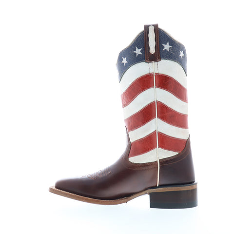 Jama Old West 18116 Womens Brown Leather Slip On Cowboy Western Boots