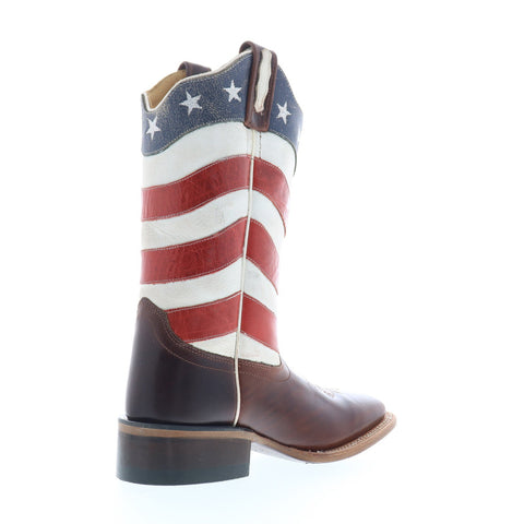 Jama Old West 18116 Womens Brown Leather Slip On Cowboy Western Boots