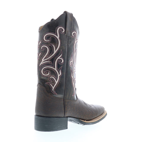 Jama Old West 18118 Womens Brown Leather Slip On Cowboy Western Boots