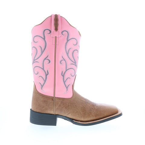 Jama Old West 18119 Womens Brown Leather Slip On Cowboy Western Boots