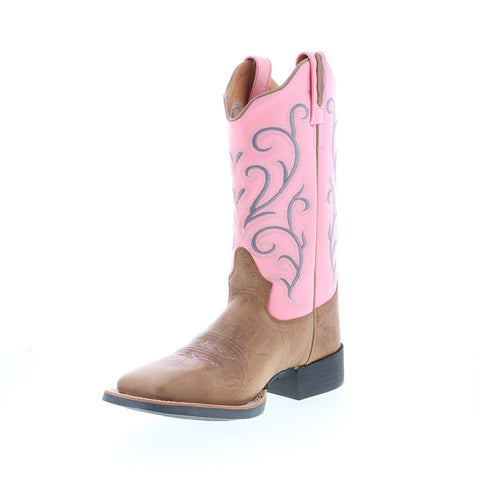 Jama Old West 18119 Womens Brown Leather Slip On Cowboy Western Boots