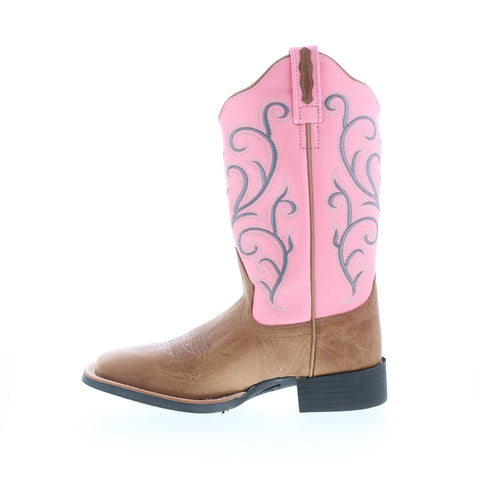 Jama Old West 18119 Womens Brown Leather Slip On Cowboy Western Boots