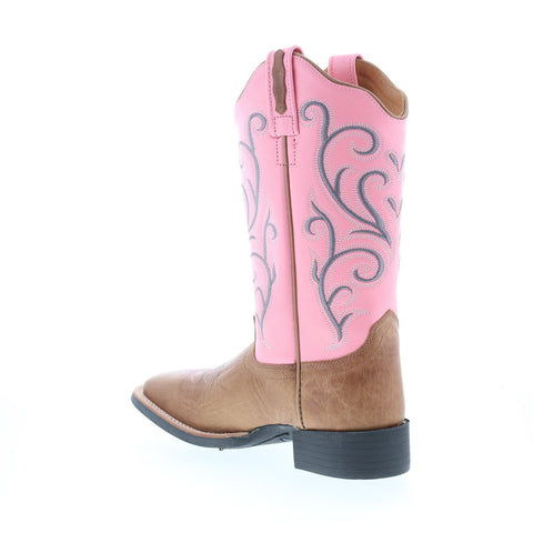 Jama Old West 18119 Womens Brown Leather Slip On Cowboy Western Boots