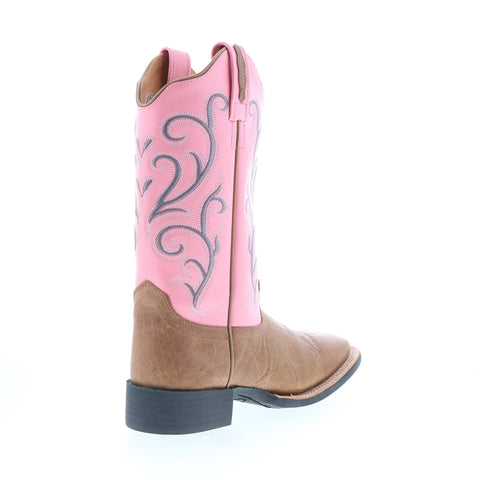 Jama Old West 18119 Womens Brown Leather Slip On Cowboy Western Boots