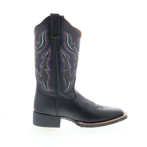 Jama Old West 18121 Womens Black Leather Slip On Cowboy Western Boots