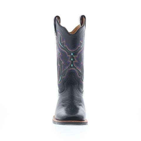 Jama Old West 18121 Womens Black Leather Slip On Cowboy Western Boots