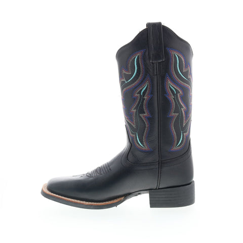 Jama Old West 18121 Womens Black Leather Slip On Cowboy Western Boots