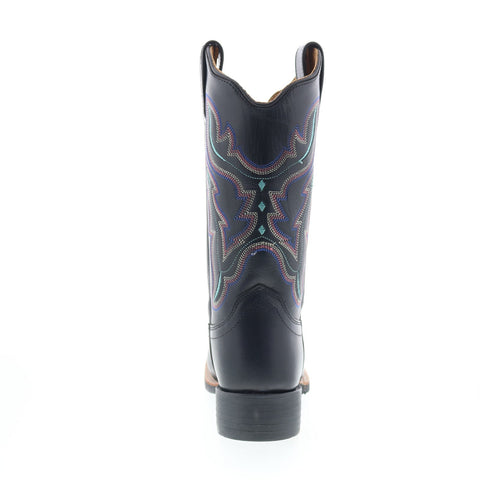 Jama Old West 18121 Womens Black Leather Slip On Cowboy Western Boots