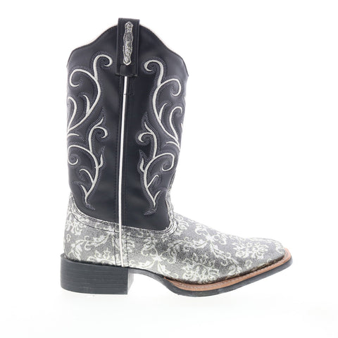 Jama Old West Medium Square Toe 18124 Womens Silver Leather Western Boots
