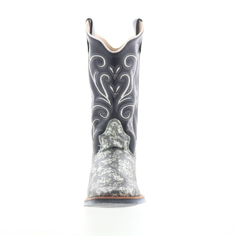 Jama Old West Medium Square Toe 18124 Womens Silver Leather Western Boots