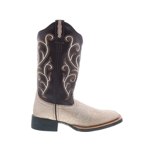 Bottes Western Femme Jama Old West Marron Cuir Bout Carré Mi-mollette 18125