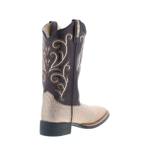 Jama Old West Medium Square Toe 18125 Womens Brown Cowboy Western Boots