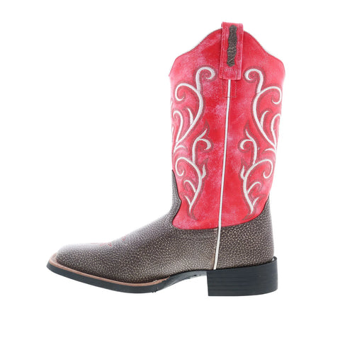 Jama Old West Medium Square Toe 18126 Womens Brown Leather Western Boots